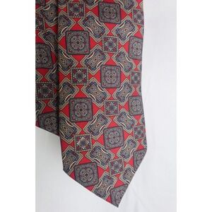 Vintage Pierre Balmain Paris Neck Tie Necktie‎ Red Blue 100% Italian Silk Print